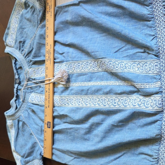Pretty Lucky brand denim top with tassels and embroidery detail. - Picture 8 of 10